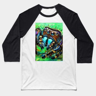 Psychedelic Jumping Spider by Robert Phelps Baseball T-Shirt